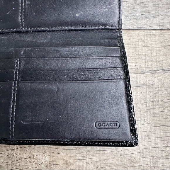 COACH SoHo Signature Jacquard Canvas And Leather Pleated Black Envelope Clutch - Picture 6 of 13